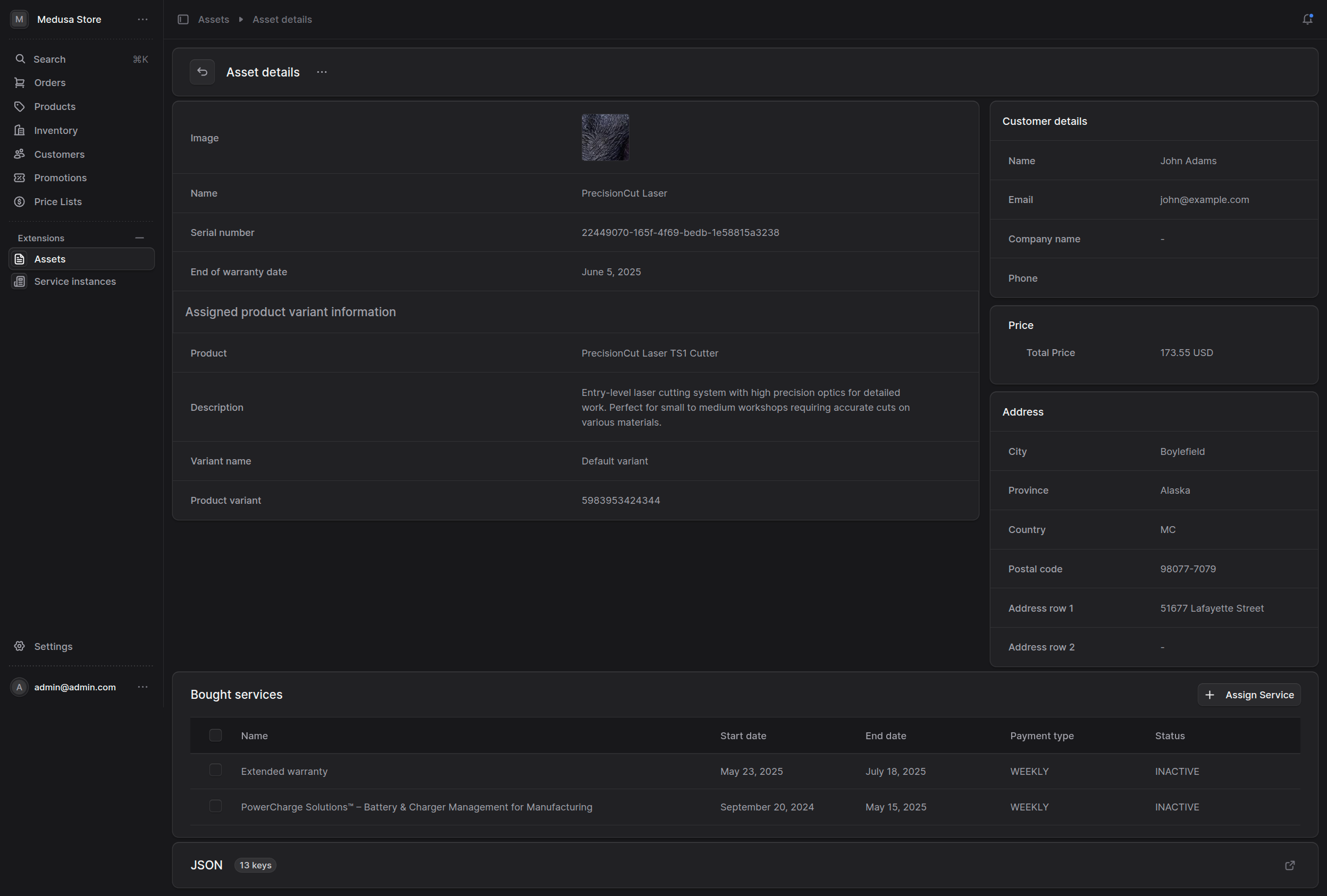 Asset details